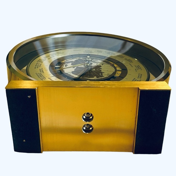 MCM Linden Quartz Clock, World Time, Vintage, Gold, Silver and Glass, Office - Picture 4 of 6